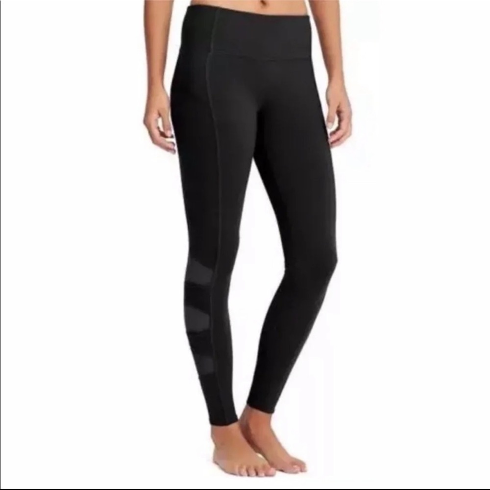 Athleta women small black mesh crisscross high rise legging